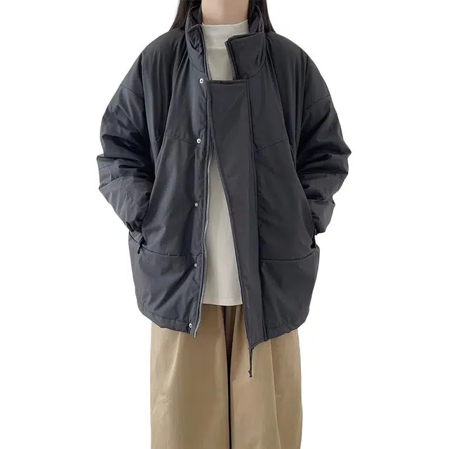 极限涡轮 复古街头厚款立领工装棉服 男女同款