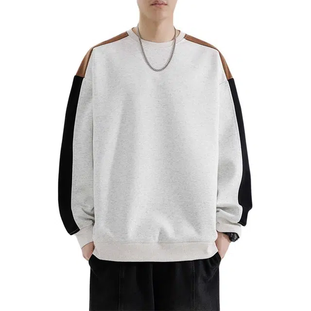 太子龍 春秋款青少年百搭拼接圆领套头打底衫卫衣 男女同款