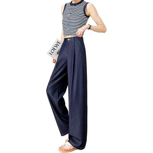 惟熙 纯色高腰简约直筒阔腿裤休闲裤 女款