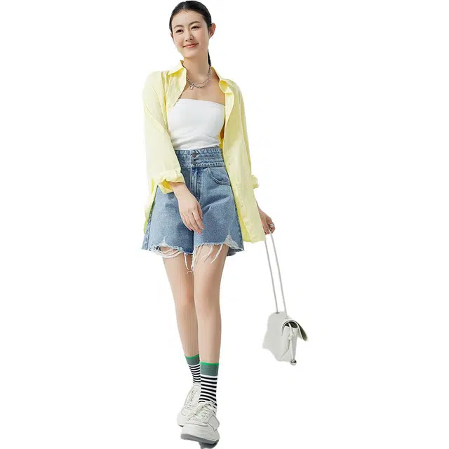 美洋 时尚休闲高腰牛仔短裤 女款