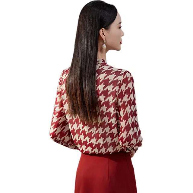 杭依阁 洋气系带蝴蝶结领显瘦上衣衬衫 女款