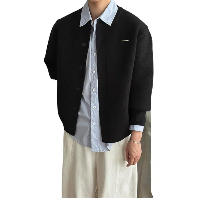 单爵 上衣开衫扣子男士秋冬慵懒高级感外套针织衫 男女同款