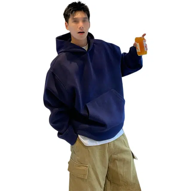 单爵 连帽上衣男秋季硬挺美式外套复古短宽帽衫卫衣 男女同款