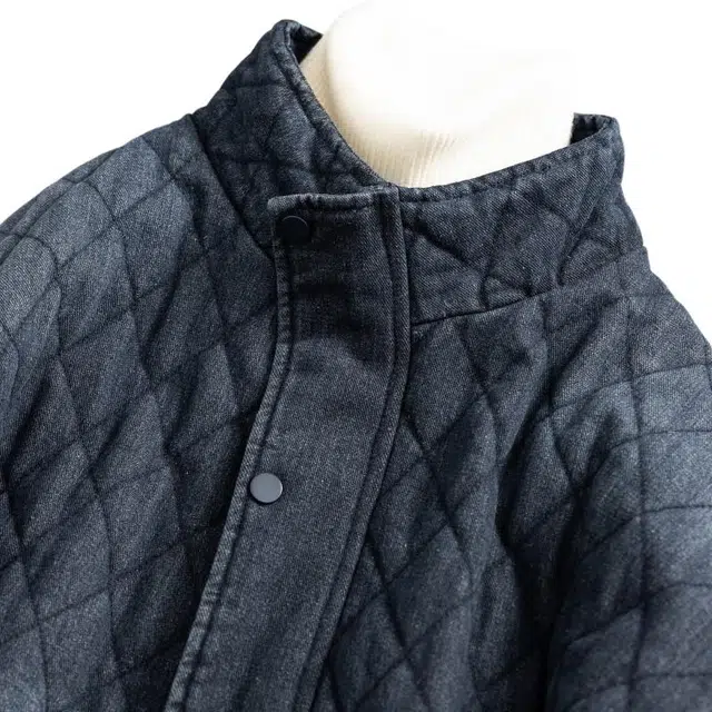 宫奴 日系复古潮牌做旧菱形格绗线宽松阔版夹棉牛仔棉服 男女同款