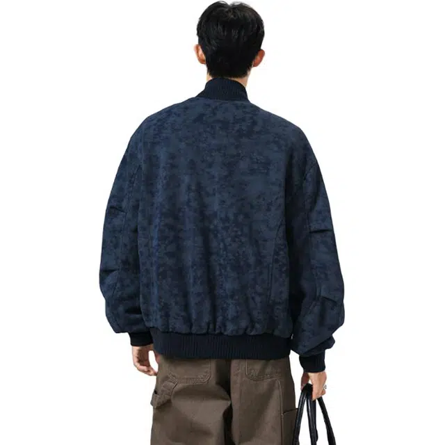 单爵 美式扎染机车皮衣外套男款教练飞行员短款立领夹克 男女同款