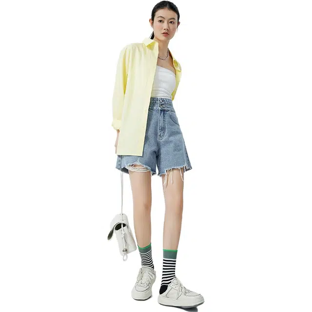 美洋 时尚休闲高腰牛仔短裤 女款