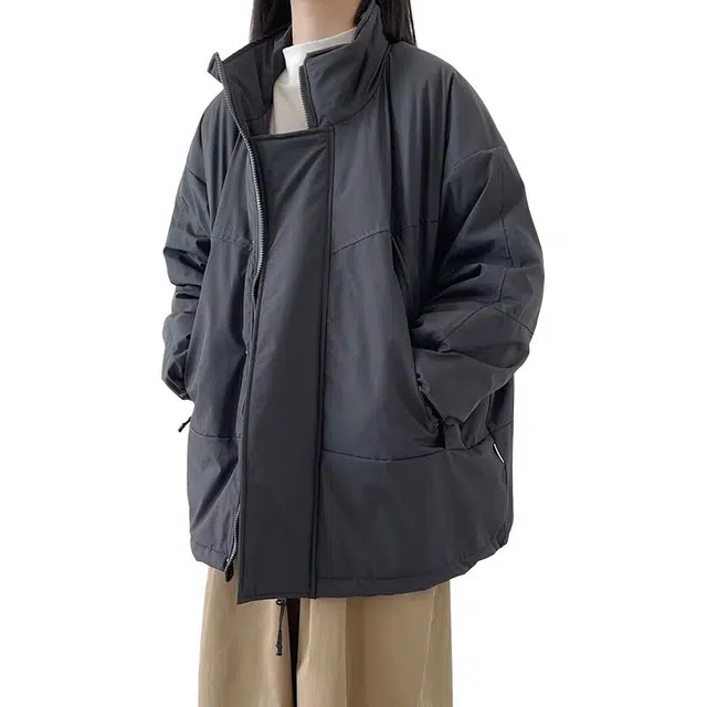 极限涡轮 复古街头厚款立领工装棉服 男女同款