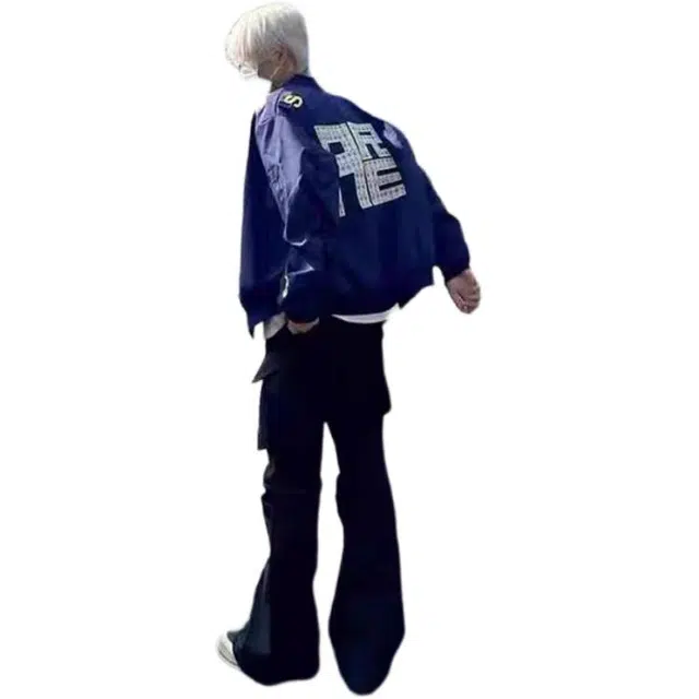 寻星记  美式复古高街重工刺绣字母百搭飞行员外套 融合潮流设计感与休闲风格棒球服 男女同款