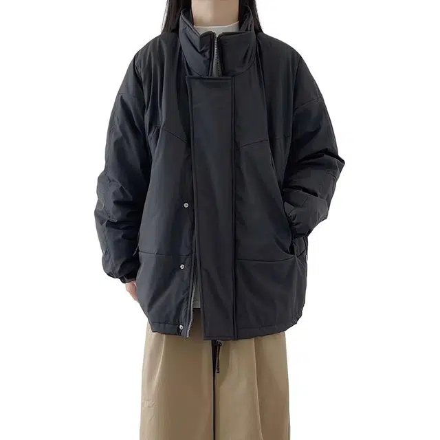 极限涡轮 复古街头厚款立领工装棉服 男女同款