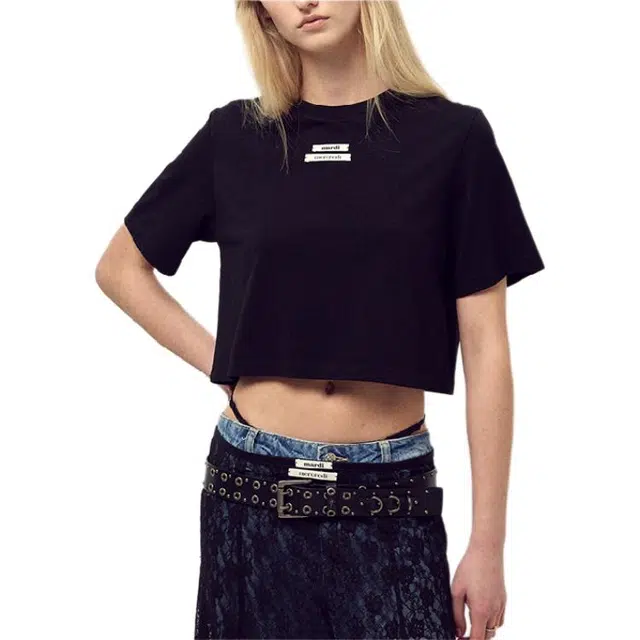 MARDI MERCREDI CROPPED BASIC TSHIRT DOUBLE LABEL SS25T