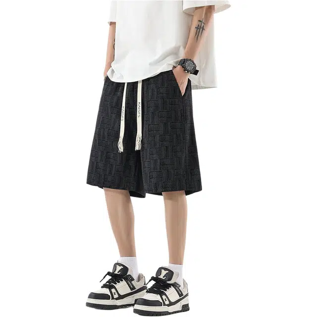 佐菲利 扎染编织纹理美式复古宽松透气潮牌休闲短裤 男女同款