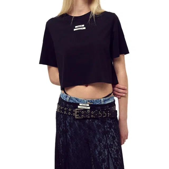 MARDI MERCREDI CROPPED BASIC TSHIRT DOUBLE LABEL SS25T