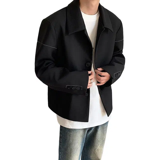 袋鼠 高级感外套老钱风外穿痞帅休闲通勤百搭显瘦长袖韩国小众短款新西装翻领设计夹克 男女同款