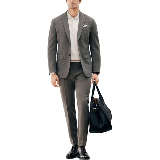 丹宁哲学 厚款易打理免烫面料纯色长袖平驳领标准便服单西西装 男款