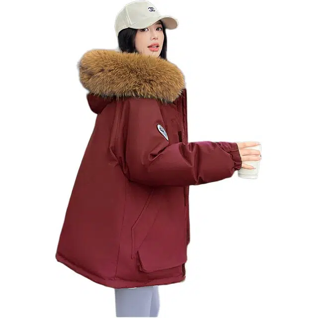 思蓓儿 工装派克服小个子毛领加厚外套韩系棉服 女款