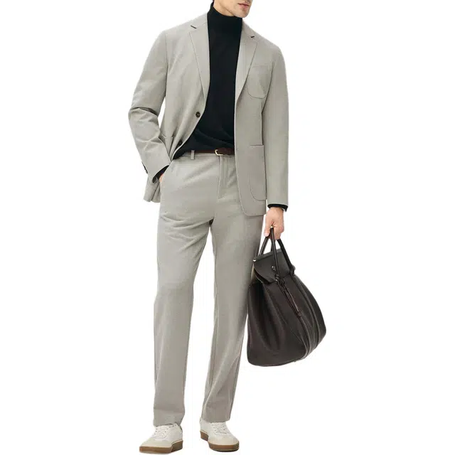 丹宁哲学 抗皱易打理花纱磨毛面料纯色长袖平驳领标准便服单西西装 男款