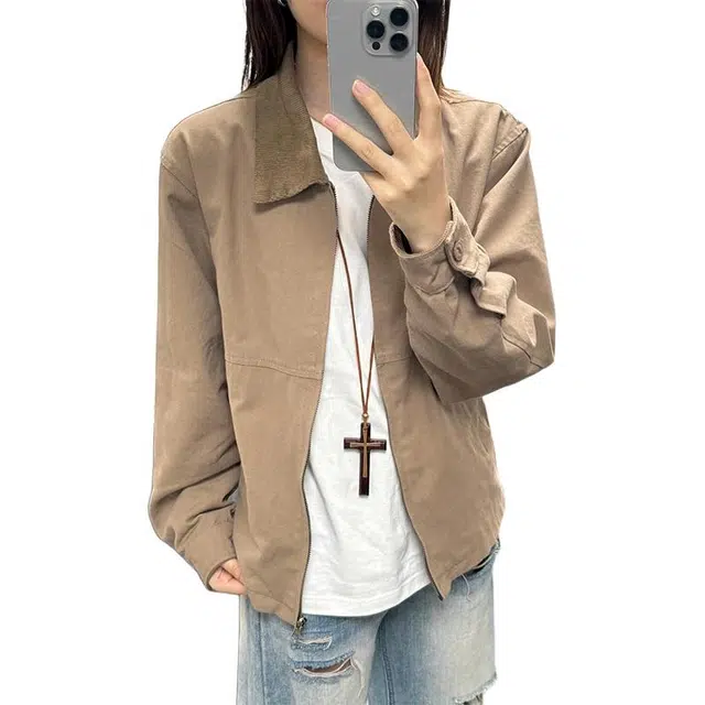 单爵 美式复古翻领底特律外套男秋季高级感短款巴恩风夹克 男女同款