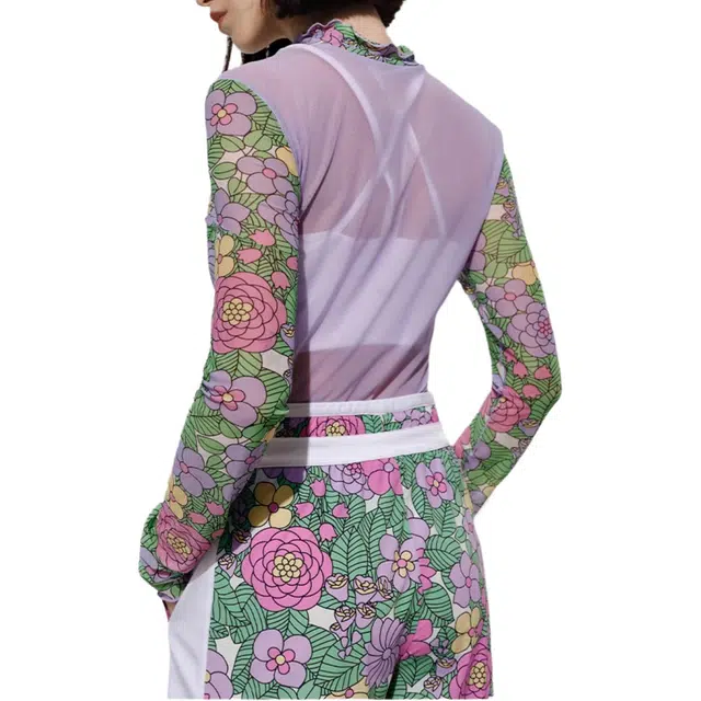 安娜苏 木耳边撞色长袖花卉图案针织衫 女款