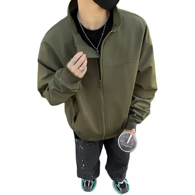 单爵 宽松适中立领长袖短款夹克外套 男女同款