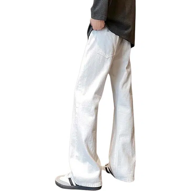 八哥 法式慵懒休闲日常出行复古做旧金属拉链中腰重工水洗舒适柔软时尚潮流通勤百搭微喇修身垂感长裤牛仔裤 男女同款