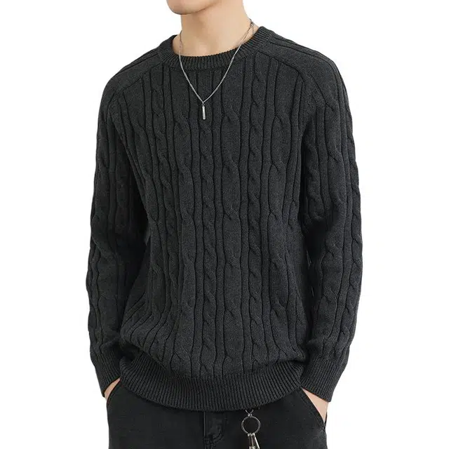 袋鼠 秋冬日系纯色简约慵懒风软糯舒适基础款内搭韩版休闲针织衫 男女同款