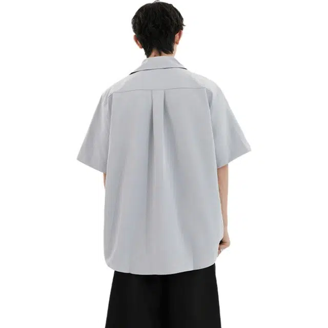 单爵 双拉链垫肩高级感痞帅潮牌工装薄款夏季短袖衬衫 男女同款