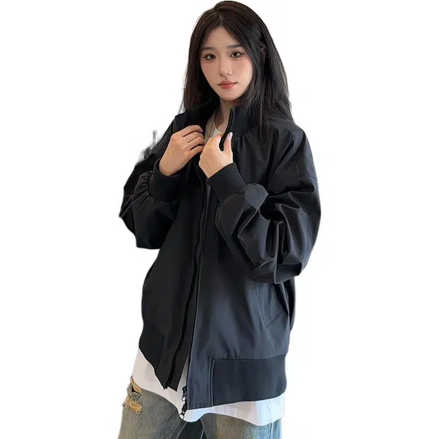 黑马漫画 美式廓形短款外套男秋季潮牌飞行员夹克 男女同款