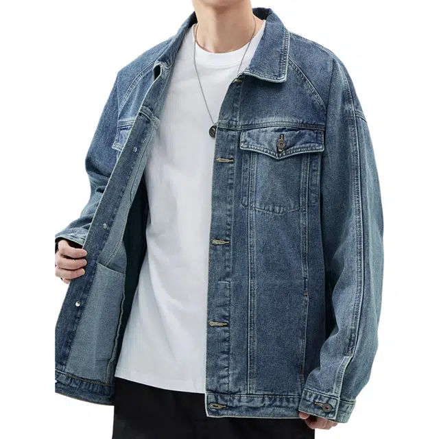 纯团 重磅水洗做旧工装秋季美式复古宽松潮流百搭高街牛仔外套 男女同款