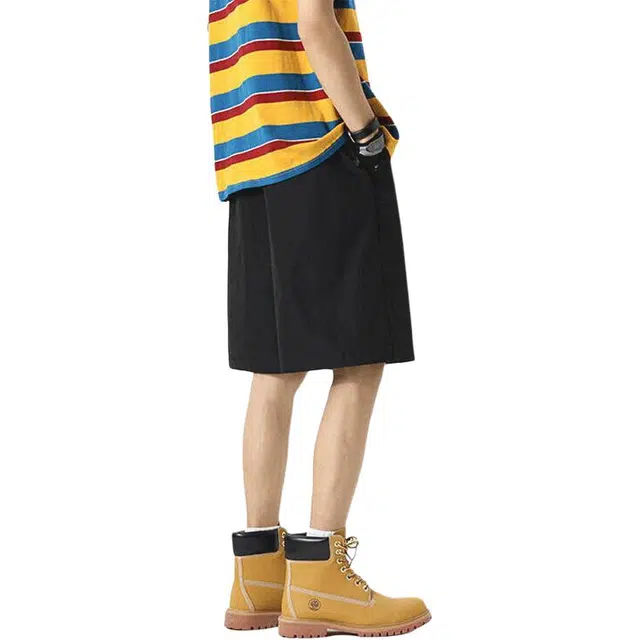 单爵 美式排扣工装夏季薄款多巴胺柠檬黄运动速干休闲短裤 男女同款