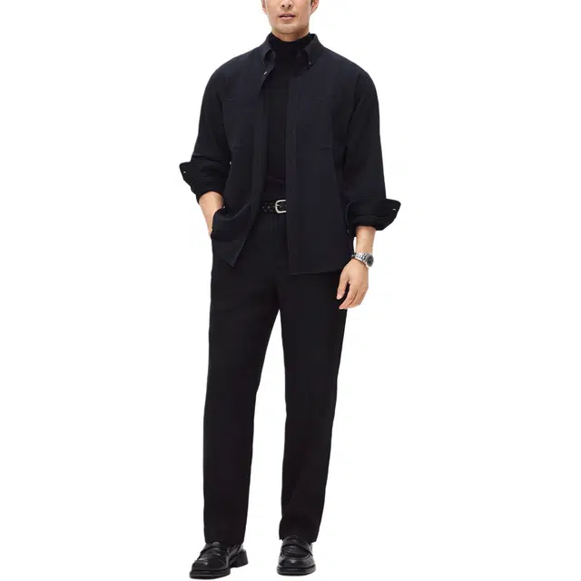 丹宁哲学 儒雅自在 舒适透气高档泡泡纱面料 春秋季长袖衬衫 男款