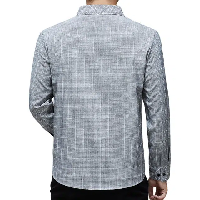 卡丹狄诺 格子衬衣男春秋季轻商务休闲舒适百搭长袖衬衫 男款