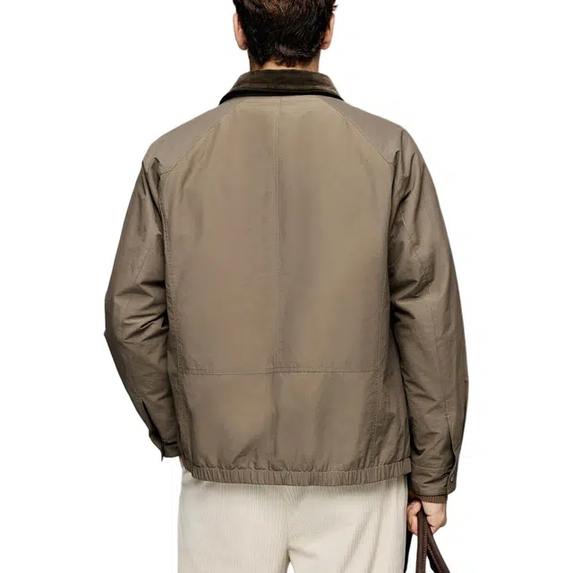 丹宁哲学 英伦复古绅士 宾霸铜氨里衬 拼灯芯绒翻领插肩袖棉服 男款