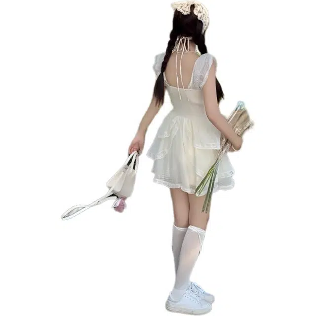 沐晓欣 时尚舒适百搭吊带连衣裙 女款 杏色