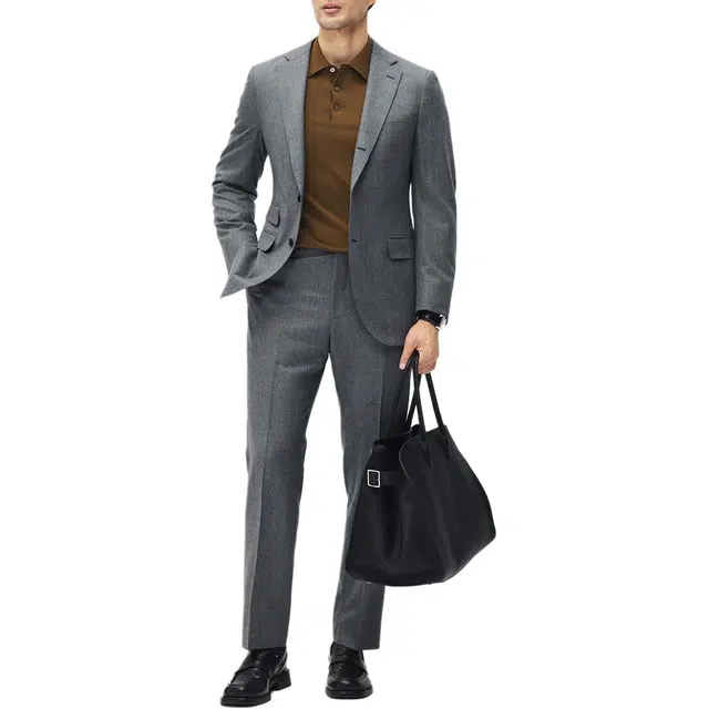 丹宁哲学 高端意大利精纺羊毛纯色长袖标准便服单西西装 男款