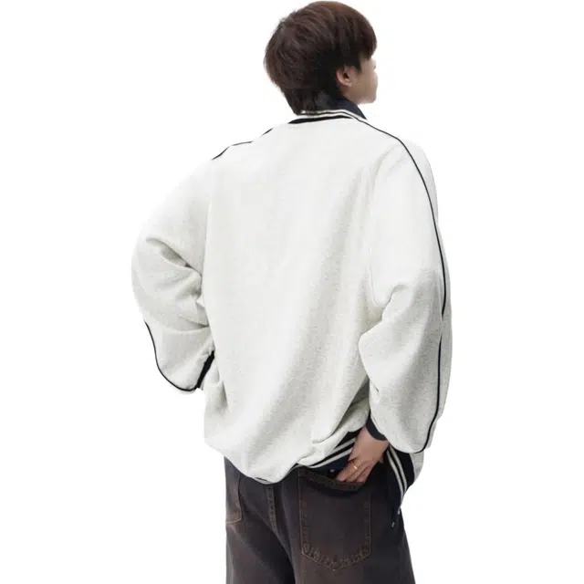 颂希尔 美式复古条纹棒球服潮牌撞色拼接高街情侣百搭休闲长袖夹克外套 男女同款