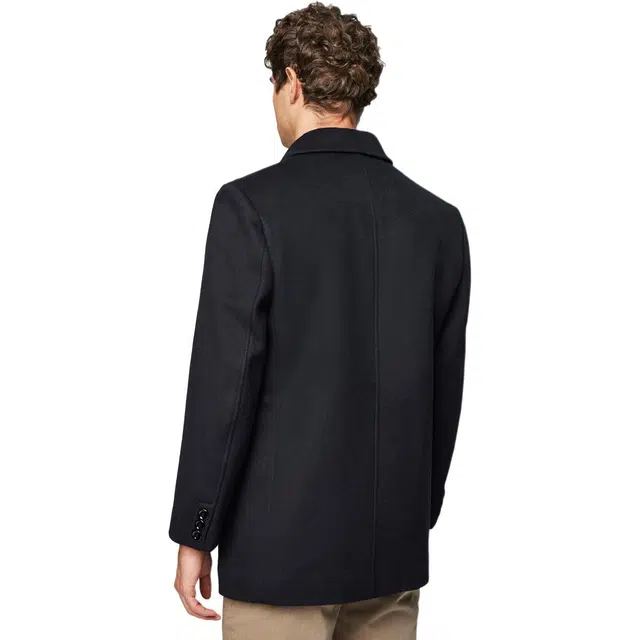 红豆 轻奢绵羊毛中长款毛呢加绒加厚保暖高级感夹克通勤秋冬外套大衣 男款