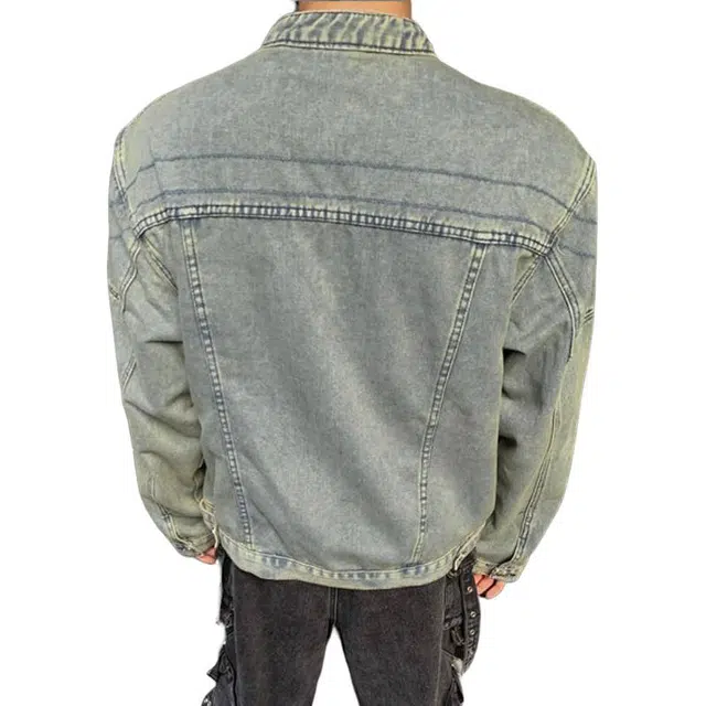 单爵 牛仔外套男高级感秋季发型师潮牌男装短款夹克 男女同款