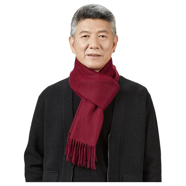 恒源祥 秋冬季保暖竖条 山羊绒 绒线围巾 男款