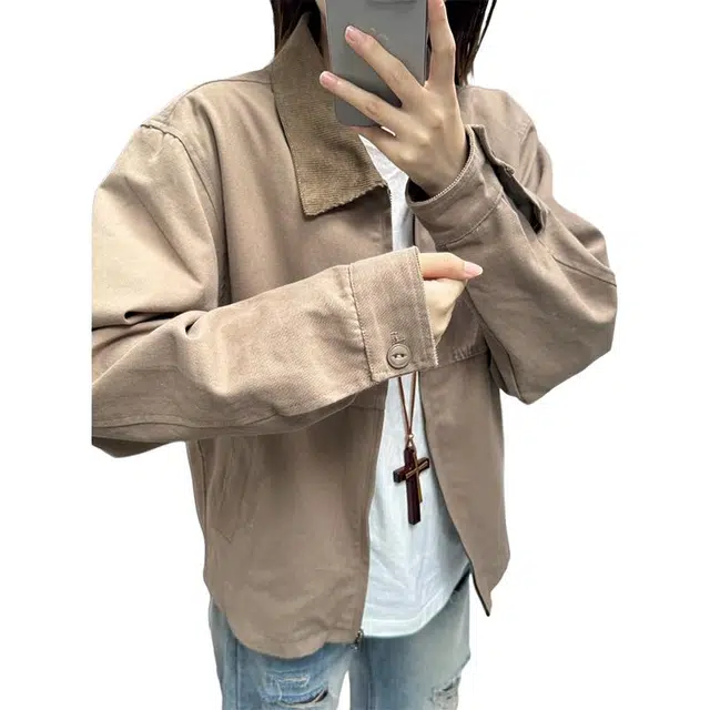 单爵 美式复古翻领底特律外套男秋季高级感短款巴恩风夹克 男女同款