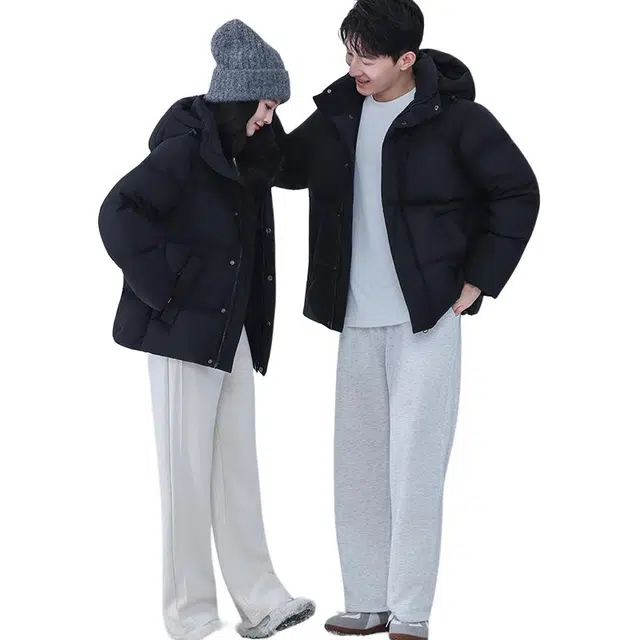 雅鹿 极地锁温系列 连帽面包服短款加厚羽绒服 男女同款