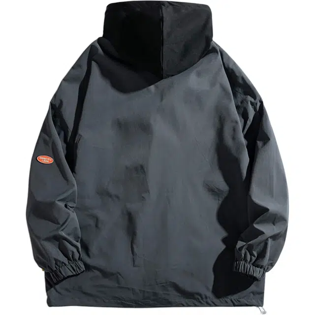 虫小绿 美式高街个性时尚潮流运动轻便透气百搭简约多功能纯色基础高级感休闲户外防风印花宽松连帽外套夹克 男女同款