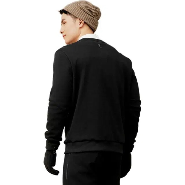 乔丹 运动生活系列 舒适休闲圆领套头加绒字母印花卫衣 男款 黑色