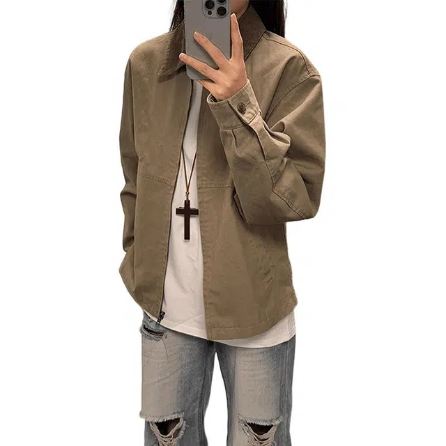 单爵 美式复古翻领底特律外套男秋季高级感短款巴恩风夹克 男女同款