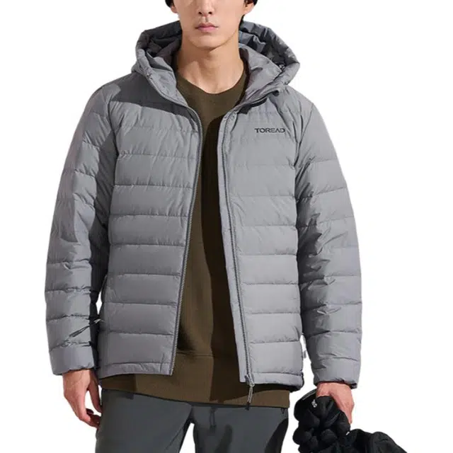 探路者 舒适透气保暖防风羽绒服 男款 雾灰