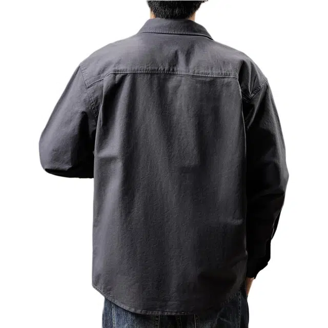 贵色 百搭纯棉设计感小众休闲高端美式文艺痞帅拼接撞色外套长袖衬衫 男女同款