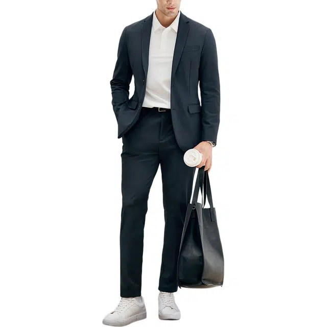 丹宁哲学 舒适抗皱易打理纯色长袖平驳领标准西装 男款