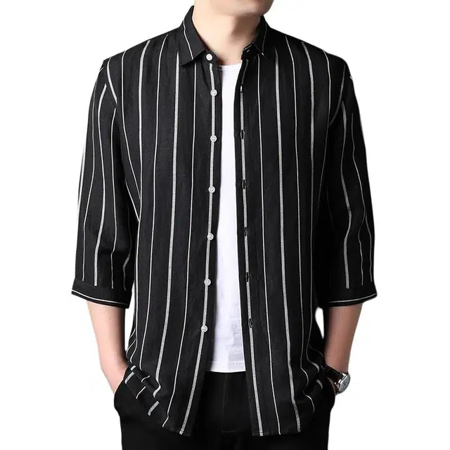 太子龍 条纹商务休闲薄款衬衣时尚上衣长袖衬衫 男款