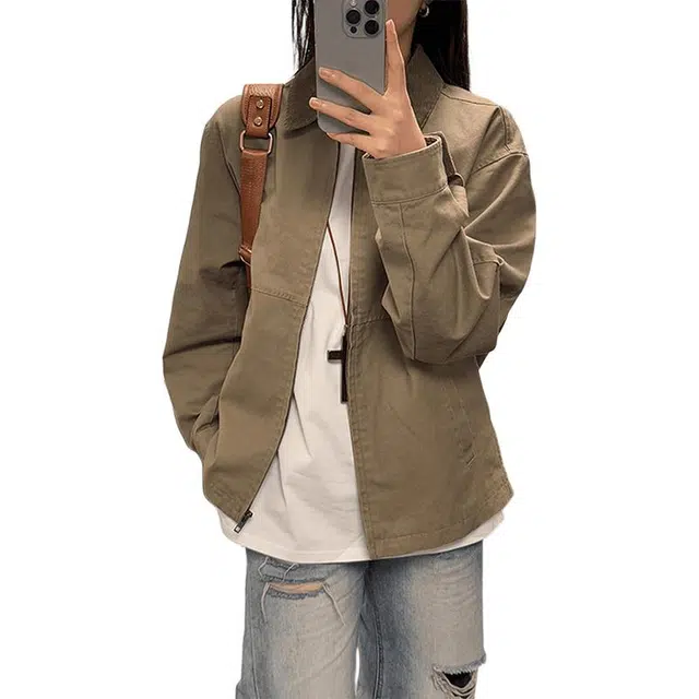 单爵 美式复古翻领底特律外套男秋季高级感短款巴恩风夹克 男女同款