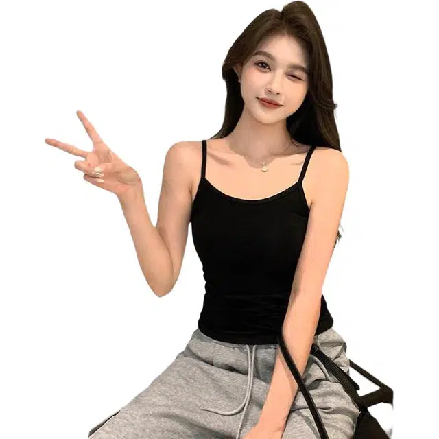 欧迪芬 冰丝内搭修身时尚百搭简约外穿短款性感背心 女款