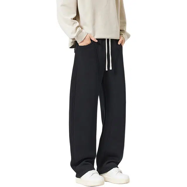 希越 美式垂感运动卫裤男秋季潮牌弯刀裤子宽松直筒阔腿休闲裤 男款